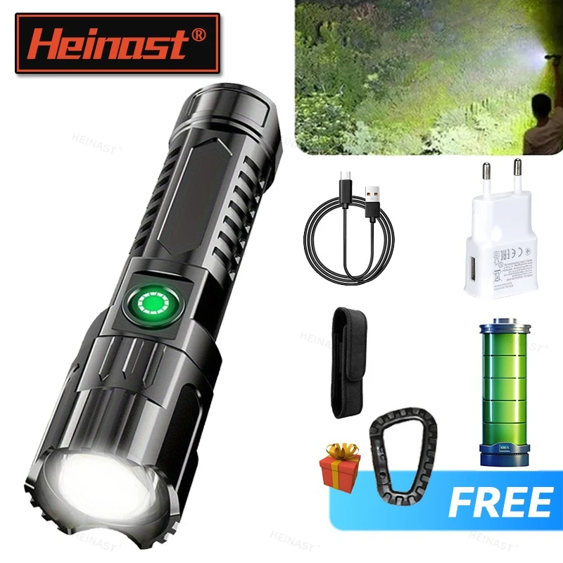 

High Power LED Flashlights Built-in battery USB Rechargeable Strong Hand Light Multifunctional Torch Lamp For Emergency Camping