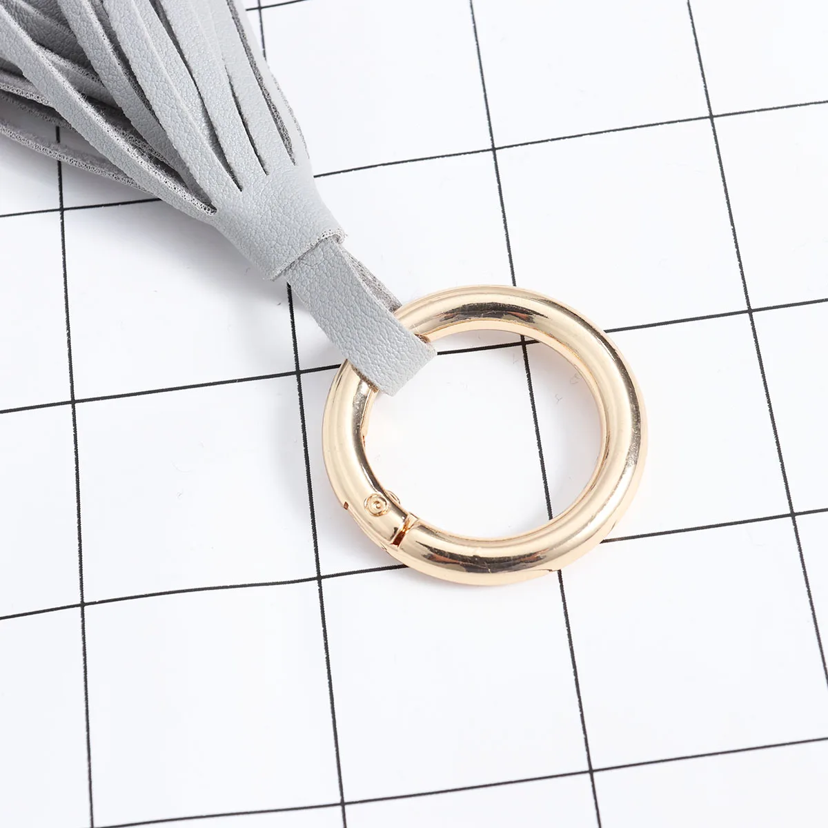 

Gray PU Tassel Keychain Car Pendant Bag Charm Handbag Key Chain Ring Holder Women Accessories Gift Tassel Bag Charm