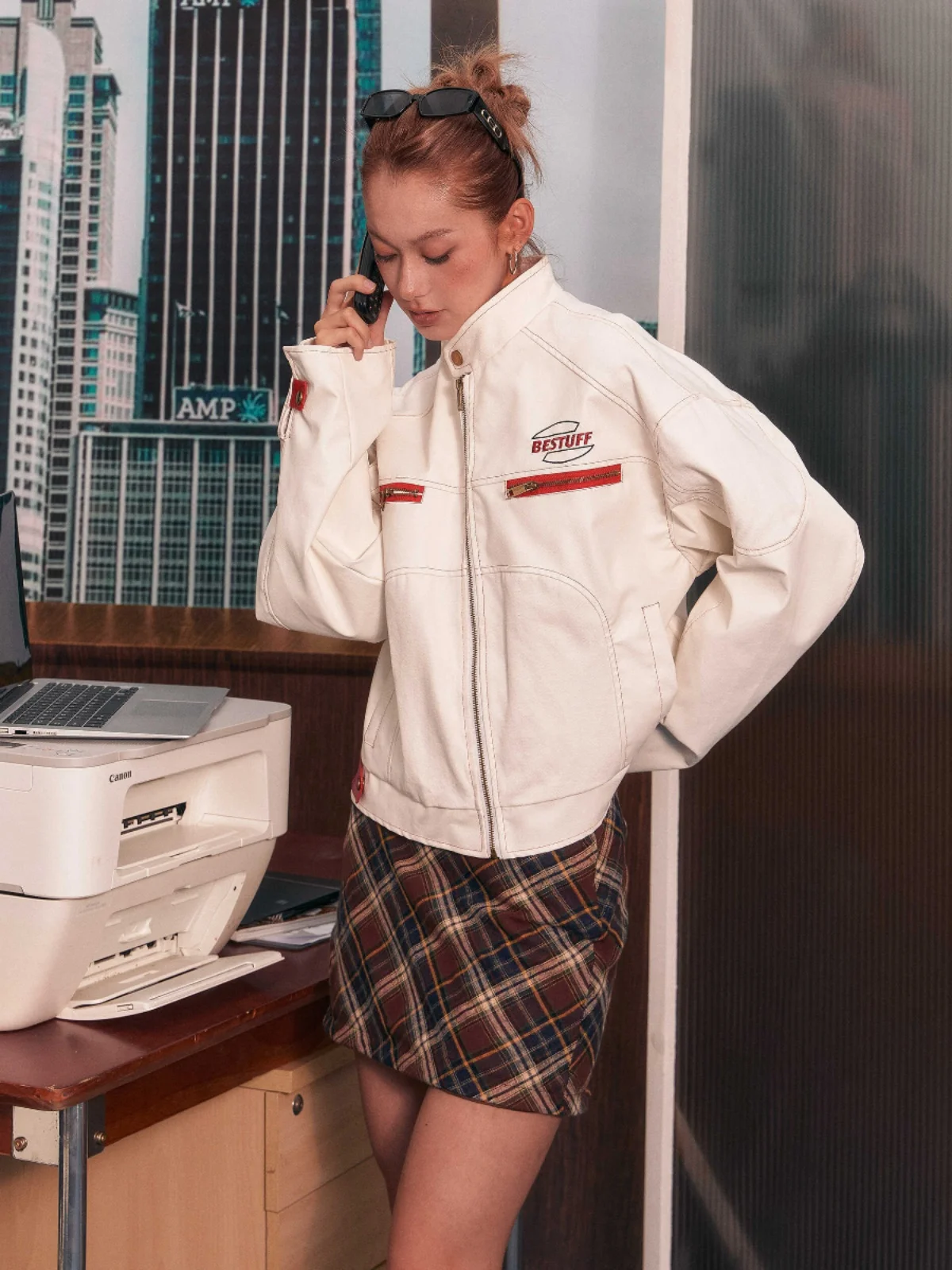 American Retro PU Leather Jaet Women's Autumn Hot Girl New Small Size High-End Feel Super Good Looking Motorcycle Clothes J...