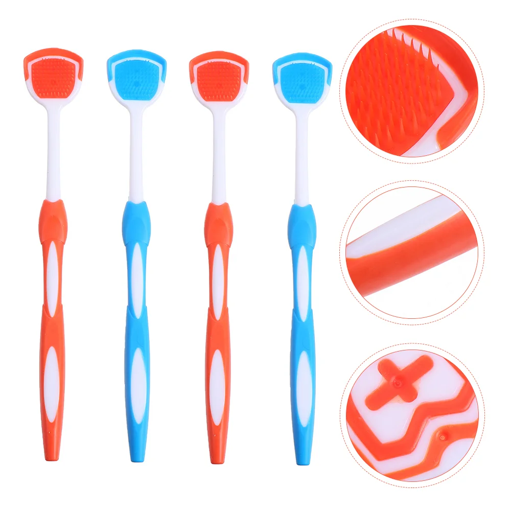 4 Pcs Tongue Cleaning Brush Scraper Reusable Nano Plastic Ultra Soft Bristles Remove Debris Fight Bad Breath Daily al Care