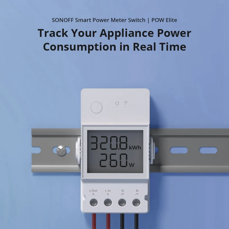 1 Piece POW Elite Power Meter Smart Switch ESP32 Chip LCD Screen Overload Protection For Ewelink Alexa Google Home 20A