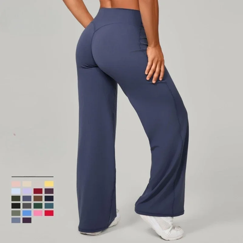 Womens Sports Tight Leggings Straight Leg Bottoms Women Yoga Pants Flared Pants Sexy Mid-Waist Fitness Pants Women's Clothing
