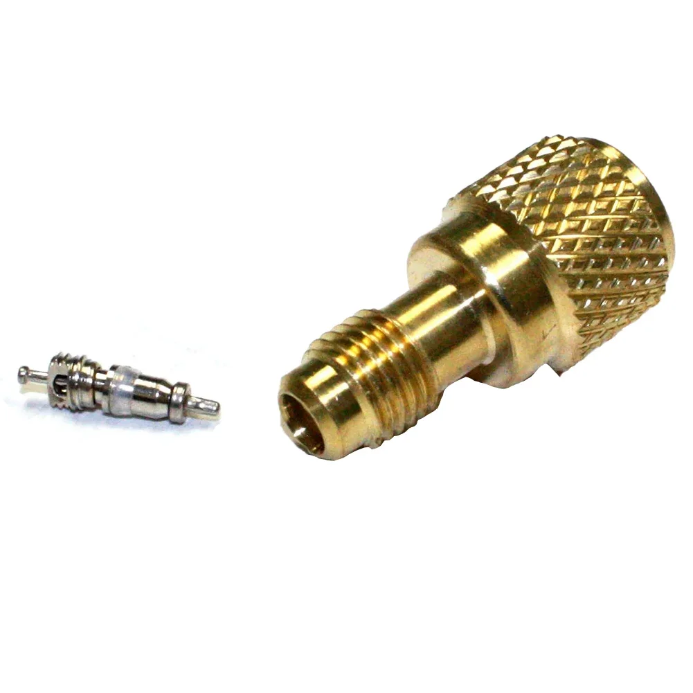 

5/16 To 1/4 Adapter HVAC Charging Adapter For HVAC Maintenance Brass Adapter Depressor Included Male Flare X SAE Female