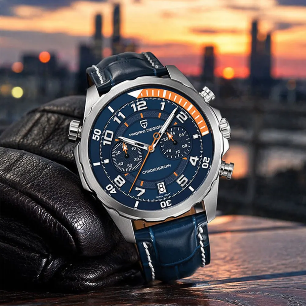 PAGANI DESIGN Japan VK64 Movement Men's Watch Top Brand Quartz Watch Multi Functional Chronograph Sports Waterproof Watches Gift