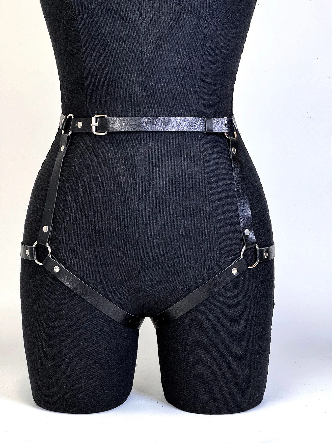 المألوف المرأة بولي Leather حمالة صدر جلدية تسخير الجسم تسخير الثدي الشرير القوطية الساق الرباط أحزمة القوطية حزام خصر الملابس اكسسوارات #3