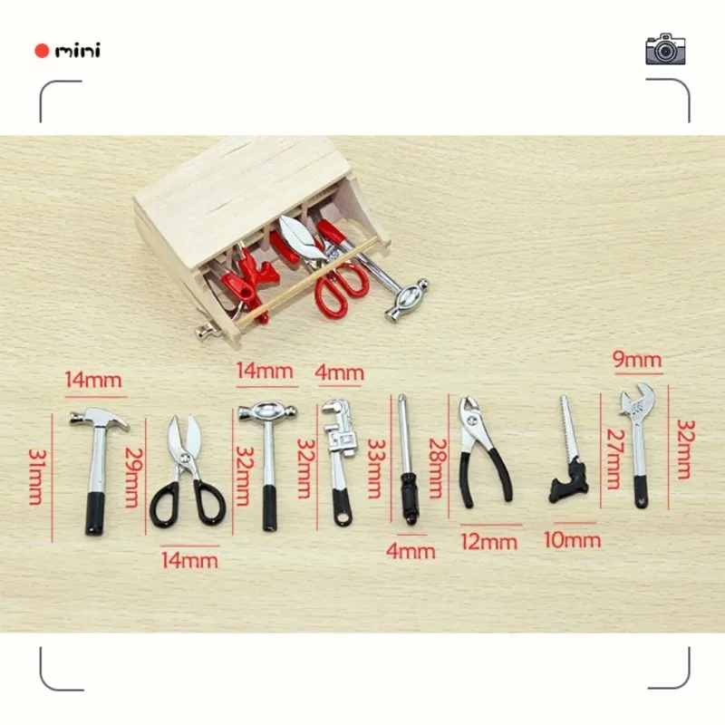 1:12 Poppenhuis Mini Stuff Legering Tool Miniatuur Items Speelgoed Model ToolBox BJD Poppenhuis Meubels Accessoires Decor Service Kit
