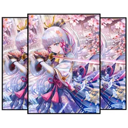 60Pcs/Set Genshin Impact Cards Sleeve Kamisato Ayaka Anime Game Characters DIY Colorful Laser Flash Cards Protective Cover Toys