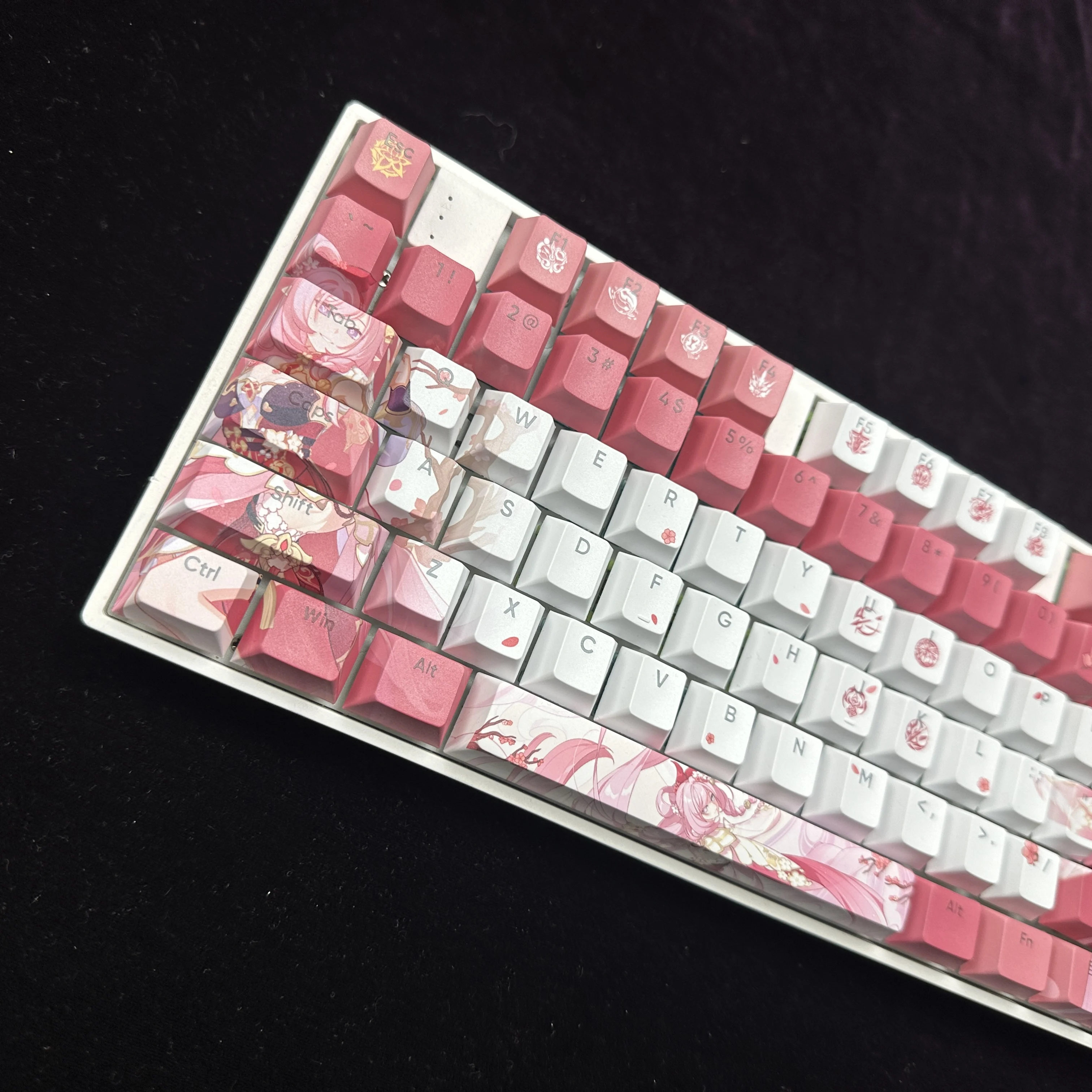 Elysia Keycaps Honkai Impact Game PBT Key Caps DYE Sublimation Cherry MX Cross Axis Switch for Mechanical Keyboard Otaku Gift