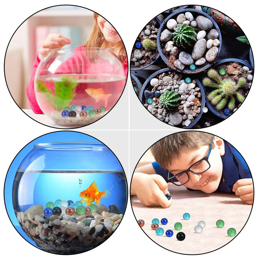 30Pcs Colorful Glass Balls Aquarium Decor Safe for Fish Tanks Plants Hydroponics Play Natural Bright Decorative