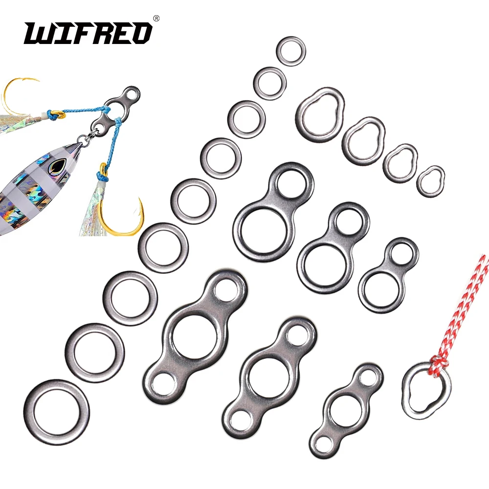 Wifreo 20pcs Stainless steel Fishing Solid Rings 8Shape Assist Hook Jig Lure Line Terminal Connector Saltwater Fishing Accessory