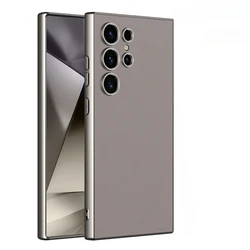 Metallic Skin Frosted Leather Galaxy S25 S24 Ultra Phone Case for Samsung Galaxy S25 S24 Ultra Shockproof Fall Prevention Cover