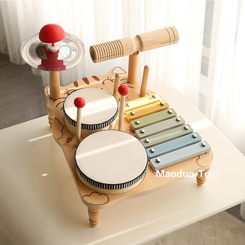 Houten drumset voor kinderen Multifunctioneel muzikaal percussie-instrument Eenvoudige montage Educatief cadeau voor kinderen