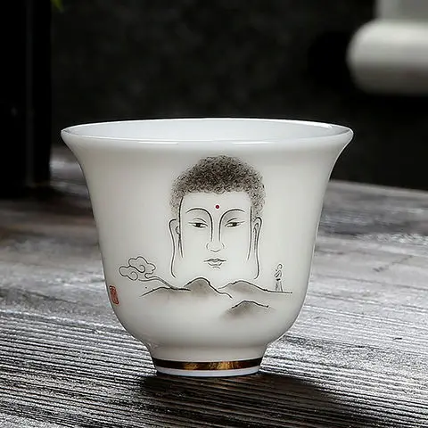 Chinese Ceramic Teacup, Small Wine Cup, Upscale Gift, Exquisite Translucent White Jade Porcelain Tea Bowl, Teaware, 70ml