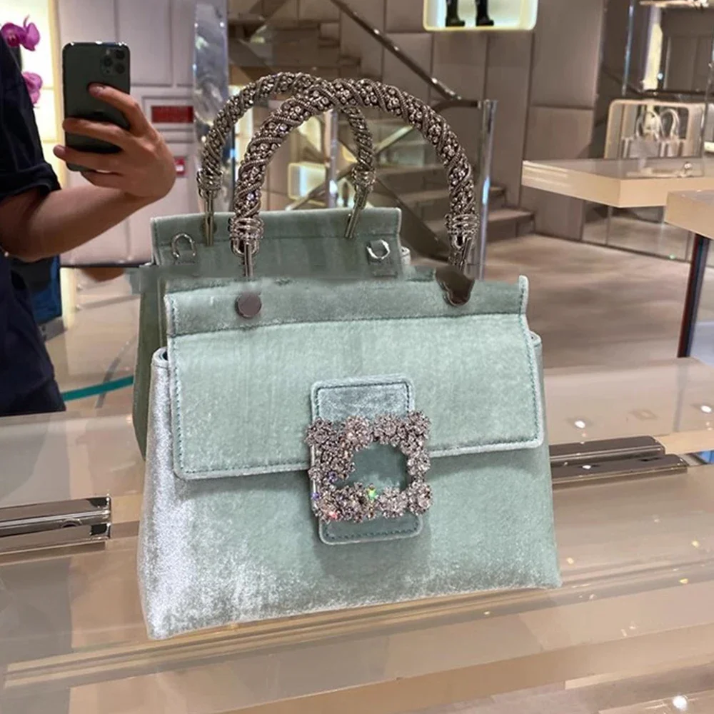 

Роскошные женские сумки с бриллиантами, дизайнерские бархатные сумки, сумки через плечо с металлической ручкой для женщин, элегантная вечерняя сумка, клатч