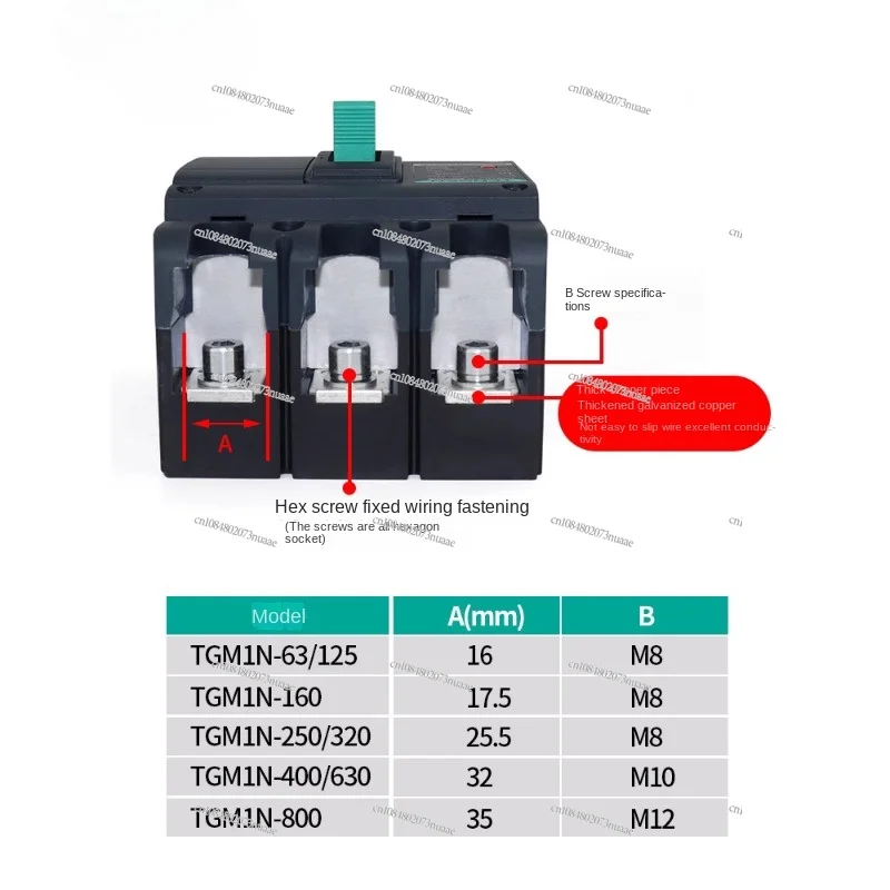 Tgm1n Molded Case Circuit Breaker 3P 4P Air Switch 63a100a160a200a250a400a630a