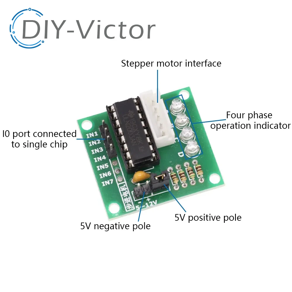 5V 4-Phase 28BYJ-48 DC Gear Step Stepper Motor+ULN2003 Driver Board ULN2003 PIC MCU DIY