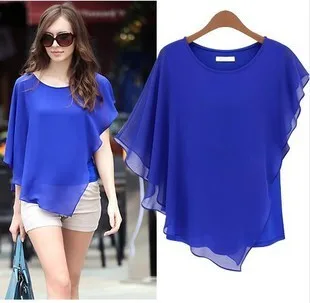 Summer T Shirt Women Batwing Solid Color Short Sleeve Chiffon Shirt Ladies Female Tee Tshirts Dropshipping ZXP0909