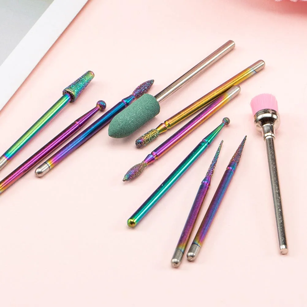 1Set Tungsten Steel Nail Drill Bits Professional Manicure Drill Grinding Head Kit Nail Art Tool Suitable for Electric