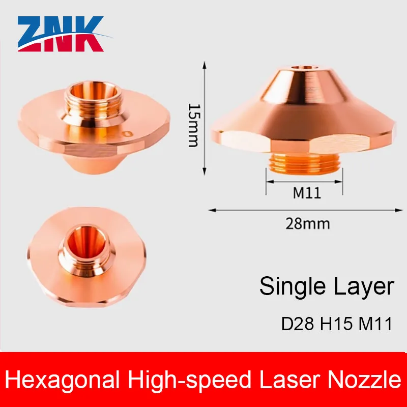 ZNK SC Laser Nozzle Dia.28mm Caliber 1.0-5.0mm For Hans HSG WSX Hexagonal High-speed Laser Nozzle