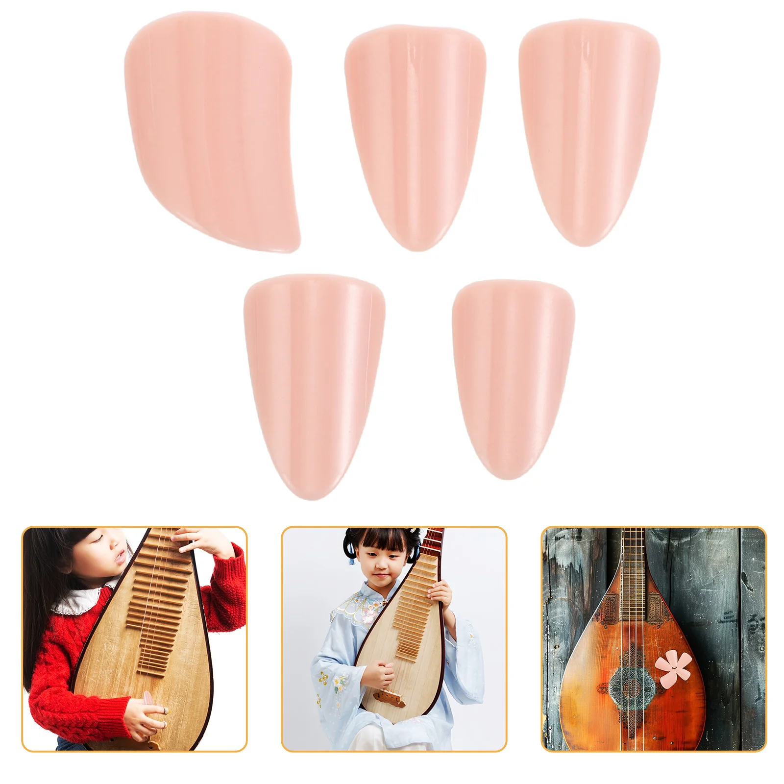 

1Set Pipa Finger Guards Medium Sized Comfortable False Nails Kit Protective Nail Covers for Beginners Music