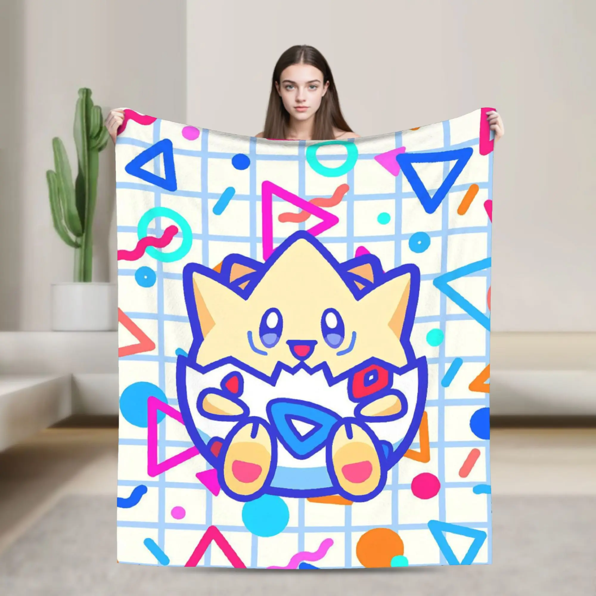 Togepis Kawaii Blanket Poke-Mon Cartoon  Wool Throw Blankets Bedroom Sofa Personalised Soft Warm Bedsprea