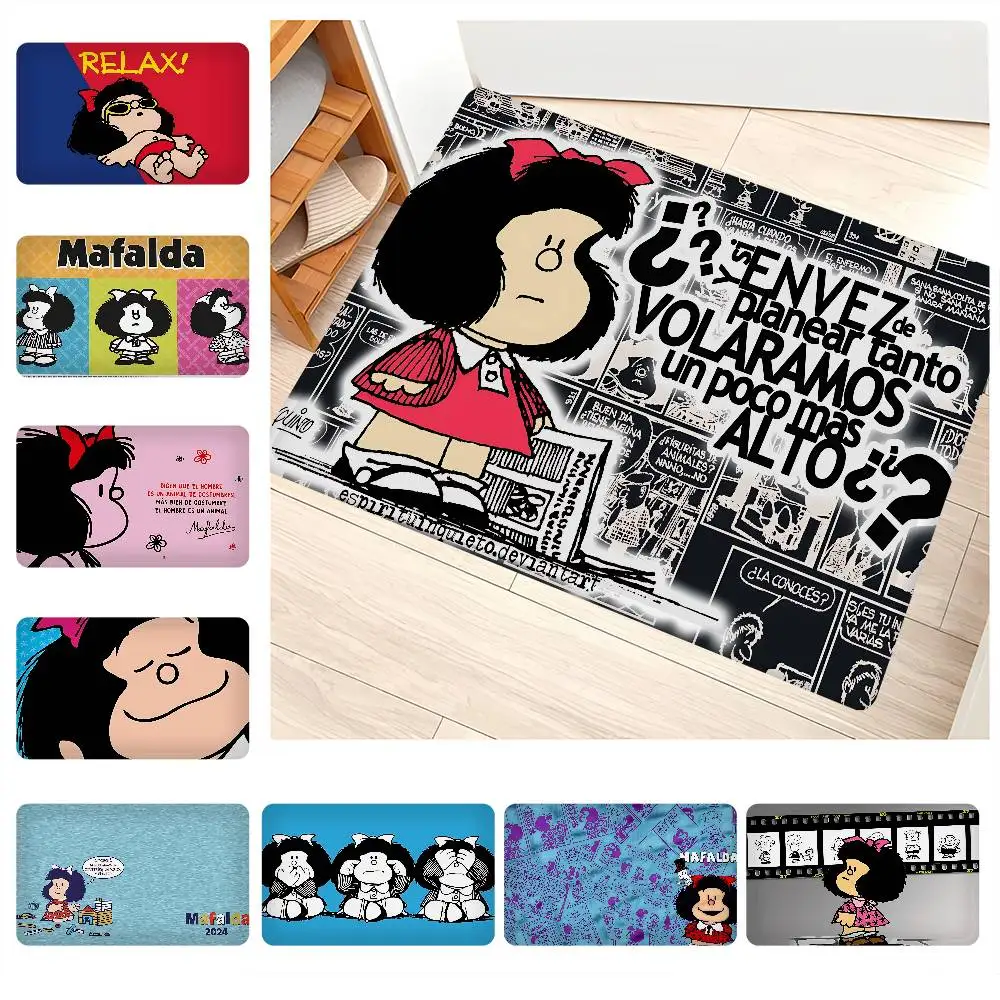 M-Mafalda Girl Floor Mat Rectangle Anti-slip Home Soft Badmat Front Door Indoor Outdoor Mat Welcome Doormat