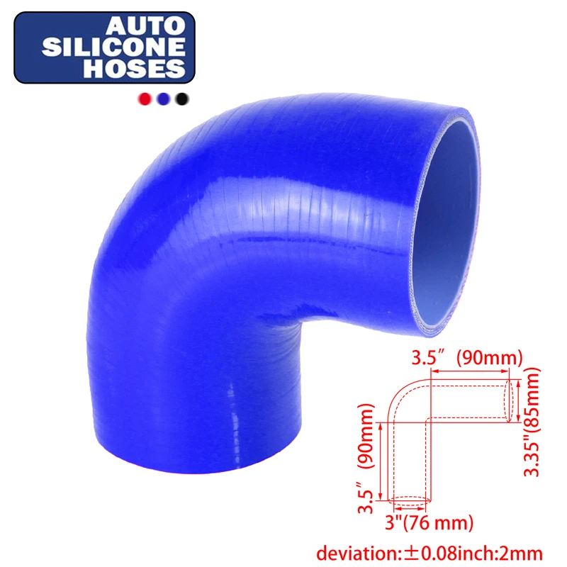 ID 76mm 3inch 90 Degree Elbow Coupler Silicone Hose Black/Blue/Red