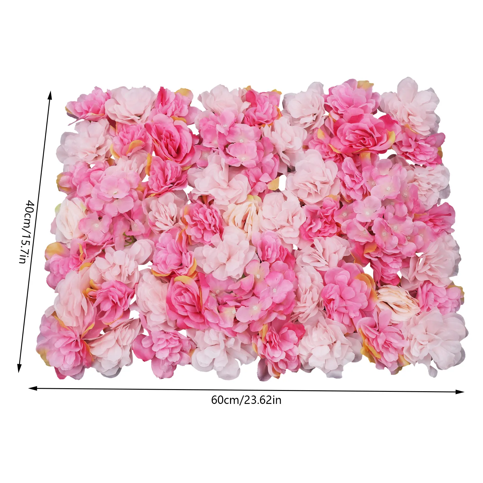 6pcs Artificial Rose Flower Wall Hydrangea Panel Bouquet Wedding Party Home Decor