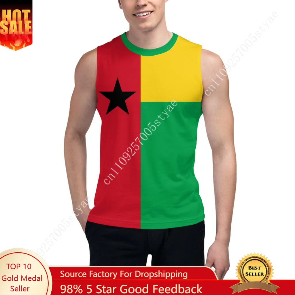 

Guinea Bissau Flag Tshirt Men Sleeveless Tshirts Sports Tank Gyms Vest Sportswear Casual Tops Clothes