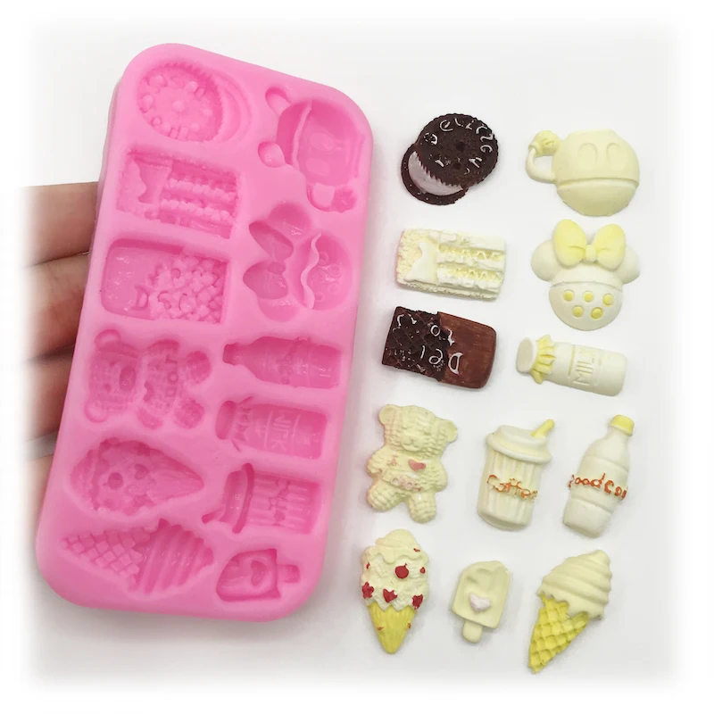 Soft Silicone Food Re-ment Mold Chocolate Fondant DIY Making Tool Cake Decorating Cookie Children\'s Baby Plug-in Candy Toy