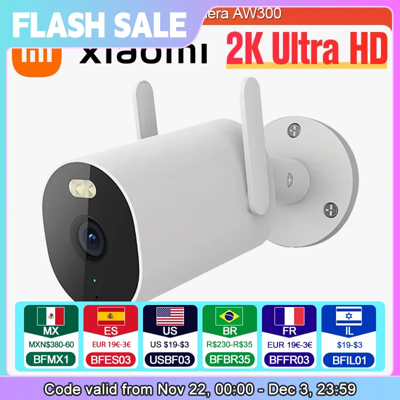 Xiaomi Mijia Outdoor Camera AW300 2K 256GB IP66 FullColor Night Vision WiFi Video Surveillance IP Cam Detection MiHome APP