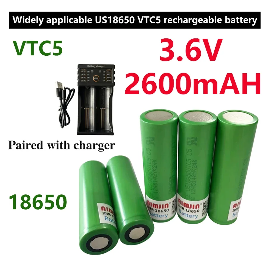 The new 3.6v 18650 VTC5 2600mah lithium-ion rechargeable battery US18650VTC5 30A discharge is suitable for various electronic to