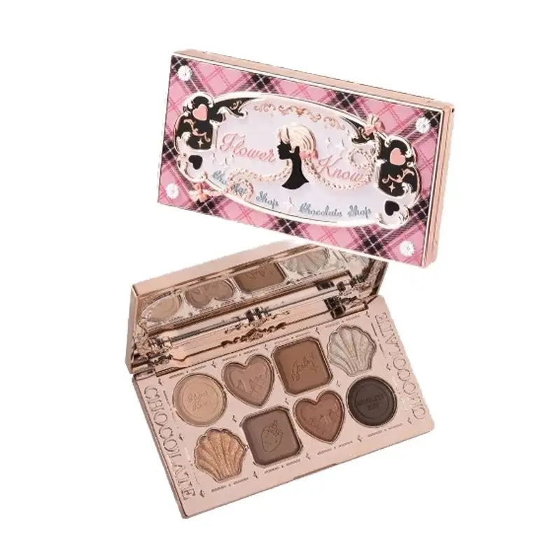 

Flower Knows Chocolate Shop Highly Pigmented Eyeshadow Palette Shimmer Matte Glitter Long Lasting Vegan Eye Shadows Cruelty-free