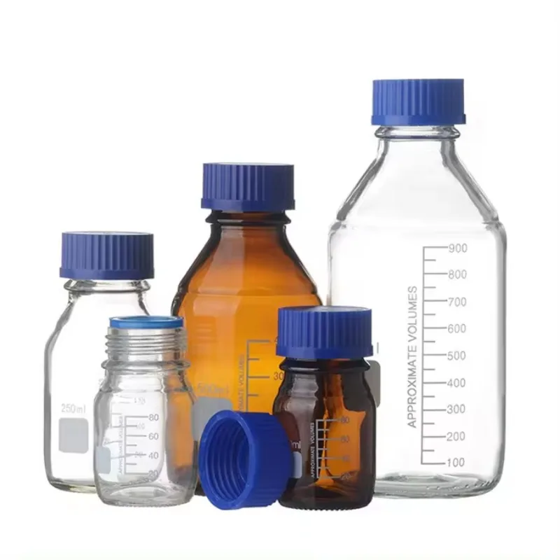 1pcs/laboratory Glass Blue Cap Reagent Bottle with Blue GL45 Nut, Storage Bottle for Laboratory Water Reagent Liquid