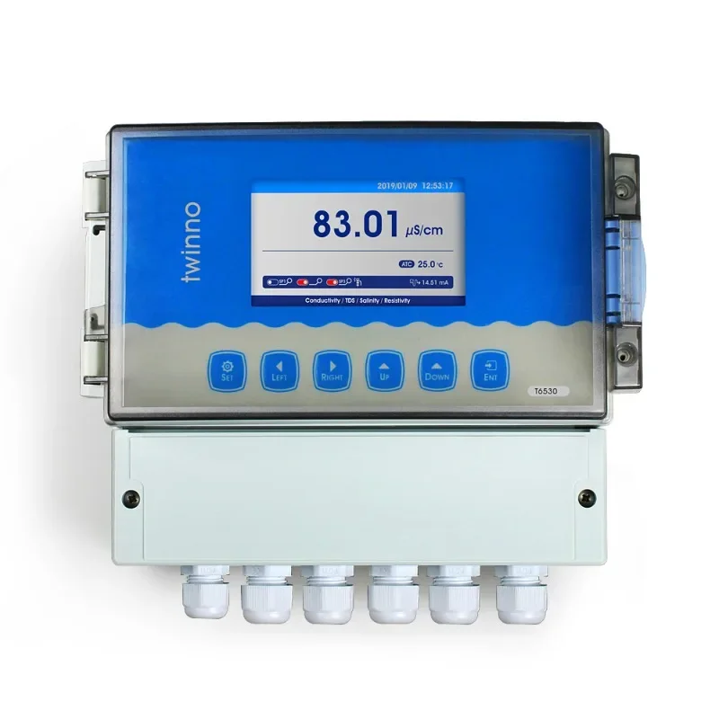 

CE Certified Industrial Online Conductivity/Salinity/TDS/Resistivity Meter Probe RS485 4~20mA Digital Color LCD Trend Chart