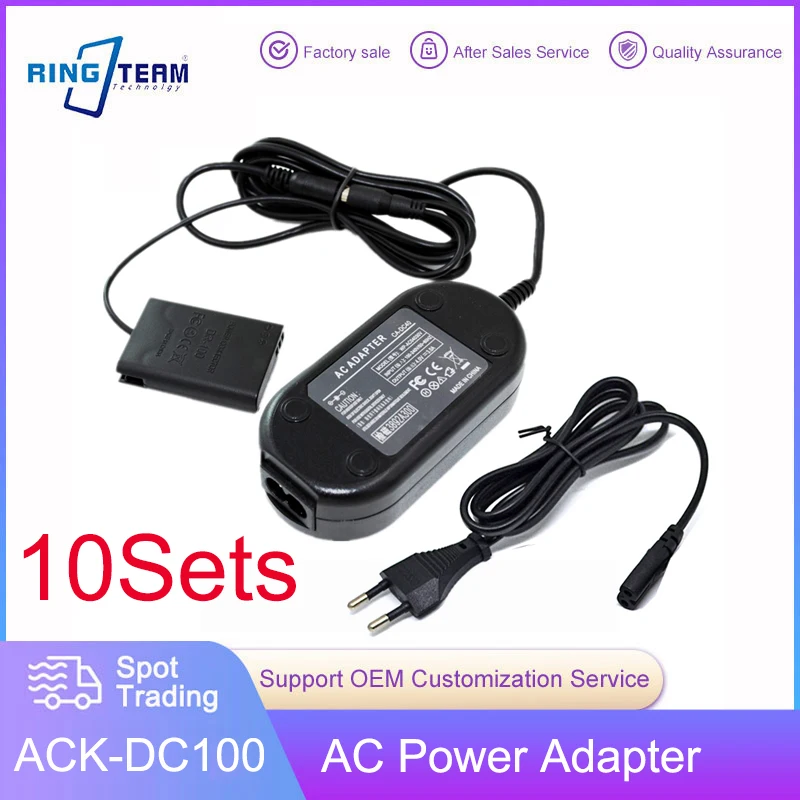 10Sets ACK-DC100 DR-100 AC Adapter Kit Stable Power for PowerShot G1X Mark II N100 Camera
