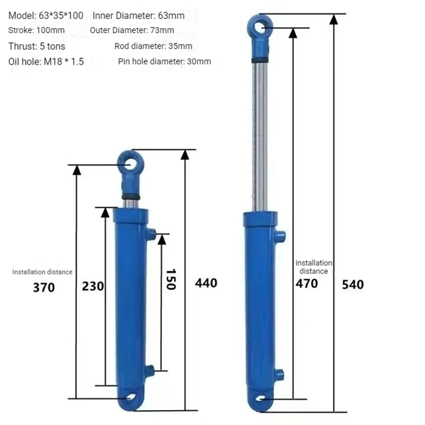 

Гидравлический цилиндр 63, диаметр цилиндра 5 тонн, двунаправленный подъемник цилиндра, настройка строительной техники на лопате, подъем 50