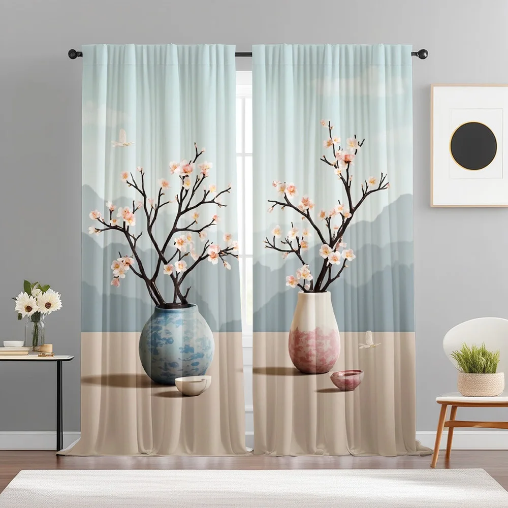 2-teilige Vase mit Blumenmuster-Print, Pole-Bag-Design, geeignet für Schlafzimmer und Wohnzimmer, aus 100 % Polyestergewebe.
