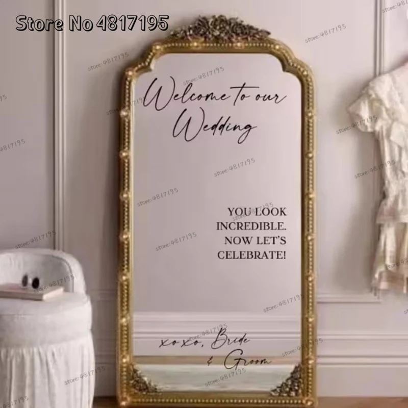 Personalized Wedding Welcome Mirror Decal Welcome To Our Wedding Vinyl Decal Custom Wedding Welcome Sign Stickers