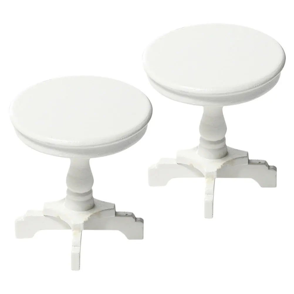 2 قطعة طاولة مستديرة مصغرة: مقياس 1:12 دمية خشبية طاولة جانبية حديقة خرافية للأطفال ملحقات دعامة للتصوير الفوتوغرافي