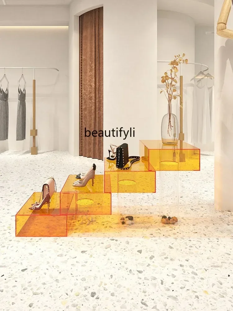 

cn8617 ssАкриловый магазин одежды Zhongdao сумка для обуви высота дисплей стол стеллаж для хранения креативная трапециевидная подставка