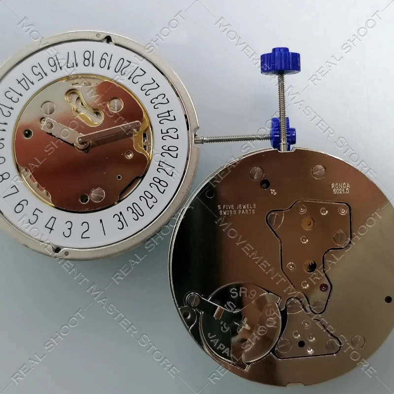 حركة روندا 5021.D سويسرية جديدة 5021D ماكينة ذهبية/بيضاء حركة 5 دبوس، ملحقات الساعة