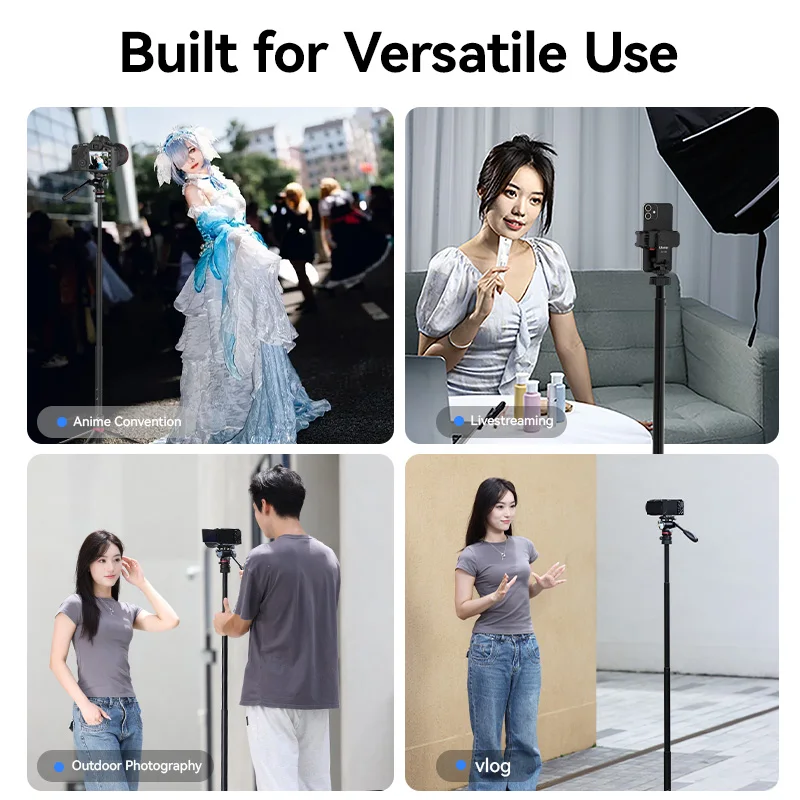 ​Ulanzi AT-02 Portable Tripod Dolly Kit Quick-moving Tripod Light Stand for Camera Fill Light for Vlog Video Recording