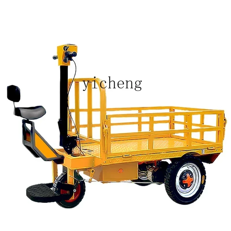 

electric three-wheeled flat truck construction site brick pulling cargo handling warehouse transport truck