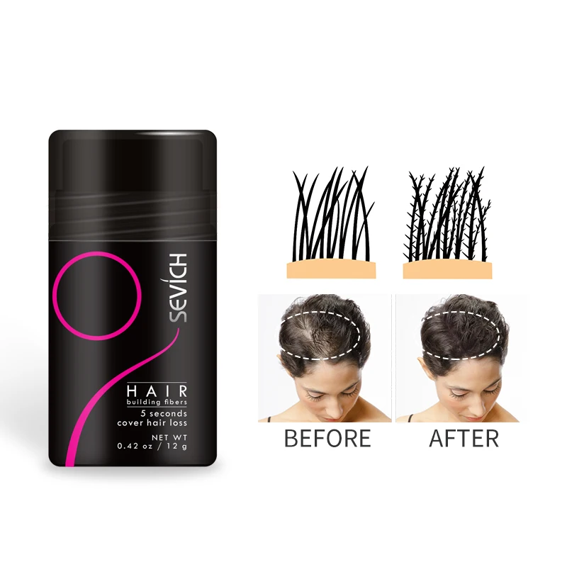 Sevich Hair Fibers Hair Building Fibers Spray Baldness Conceal Styling Fiber Optimizer Dense Hair Growth Hair Powders Black 12g