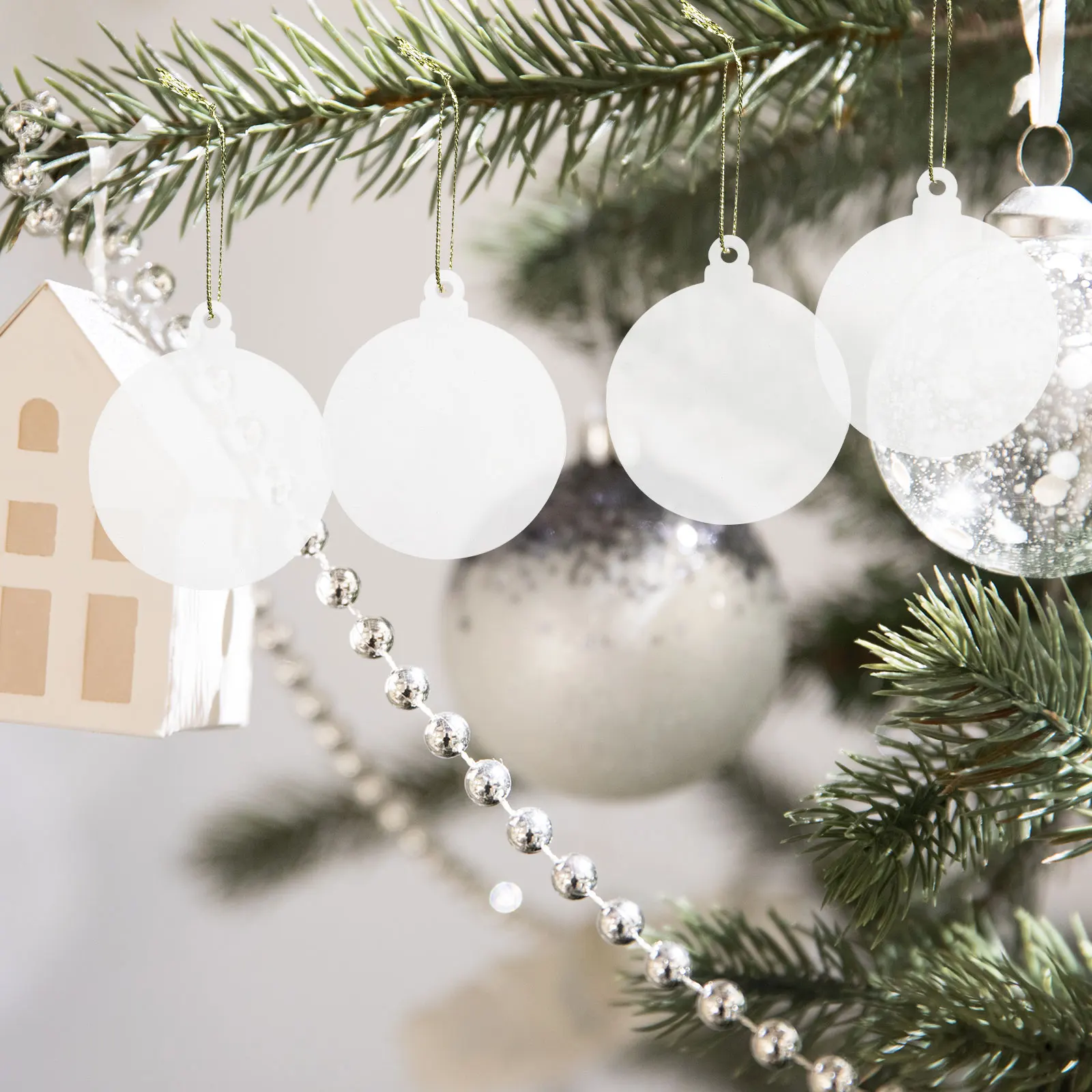 

20pcs Christmas Acrylic Blank Ornaments Clear Hanging Decorations For Xmas Tree Diy Crafts Wall Window Fireplace Party Mantel