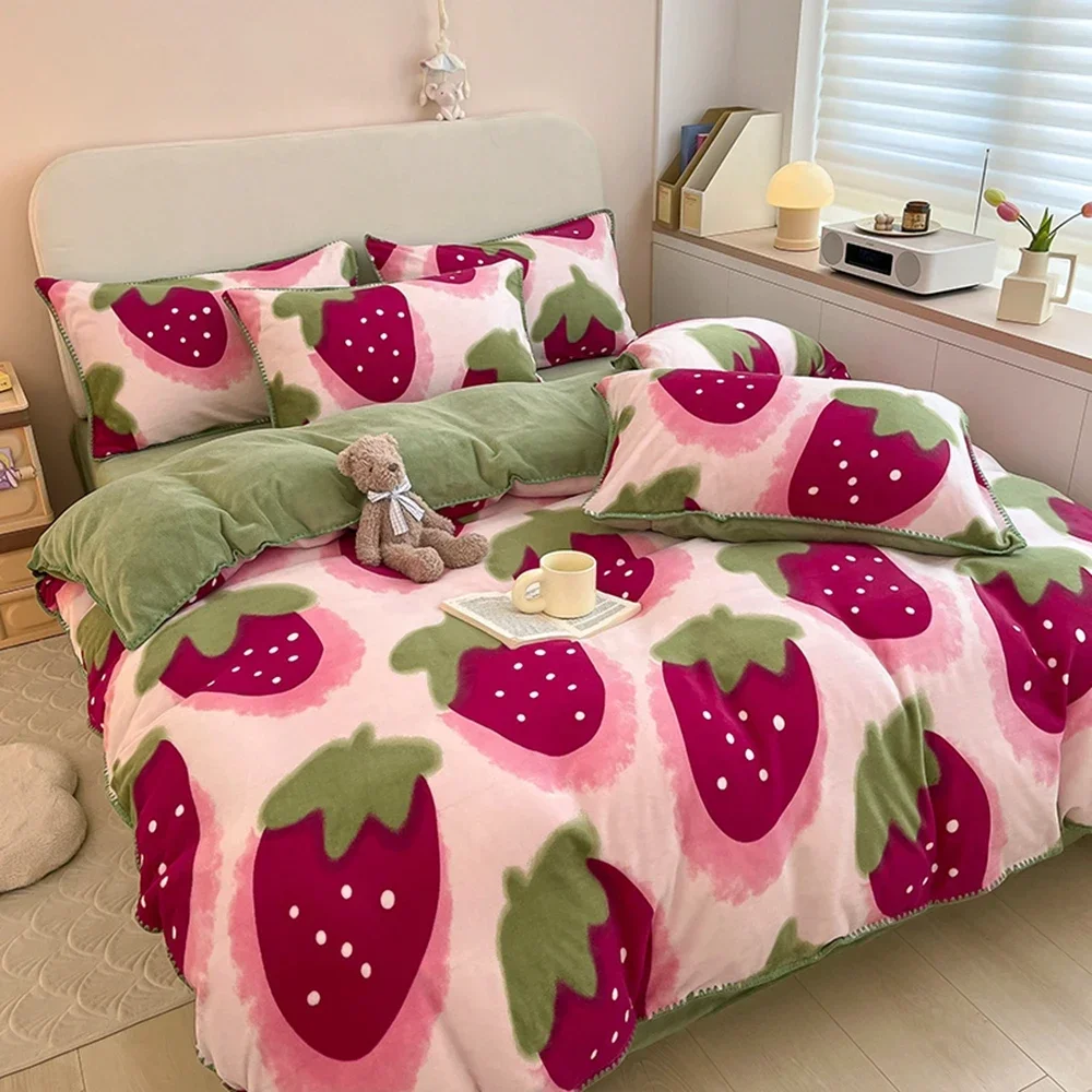 Winter Thicken Milk Velvet Duvet Cover 220x240cm Warm Single Flannel 1pcs Quilt Cover Queen Bed Covers for Bed Double Duvets