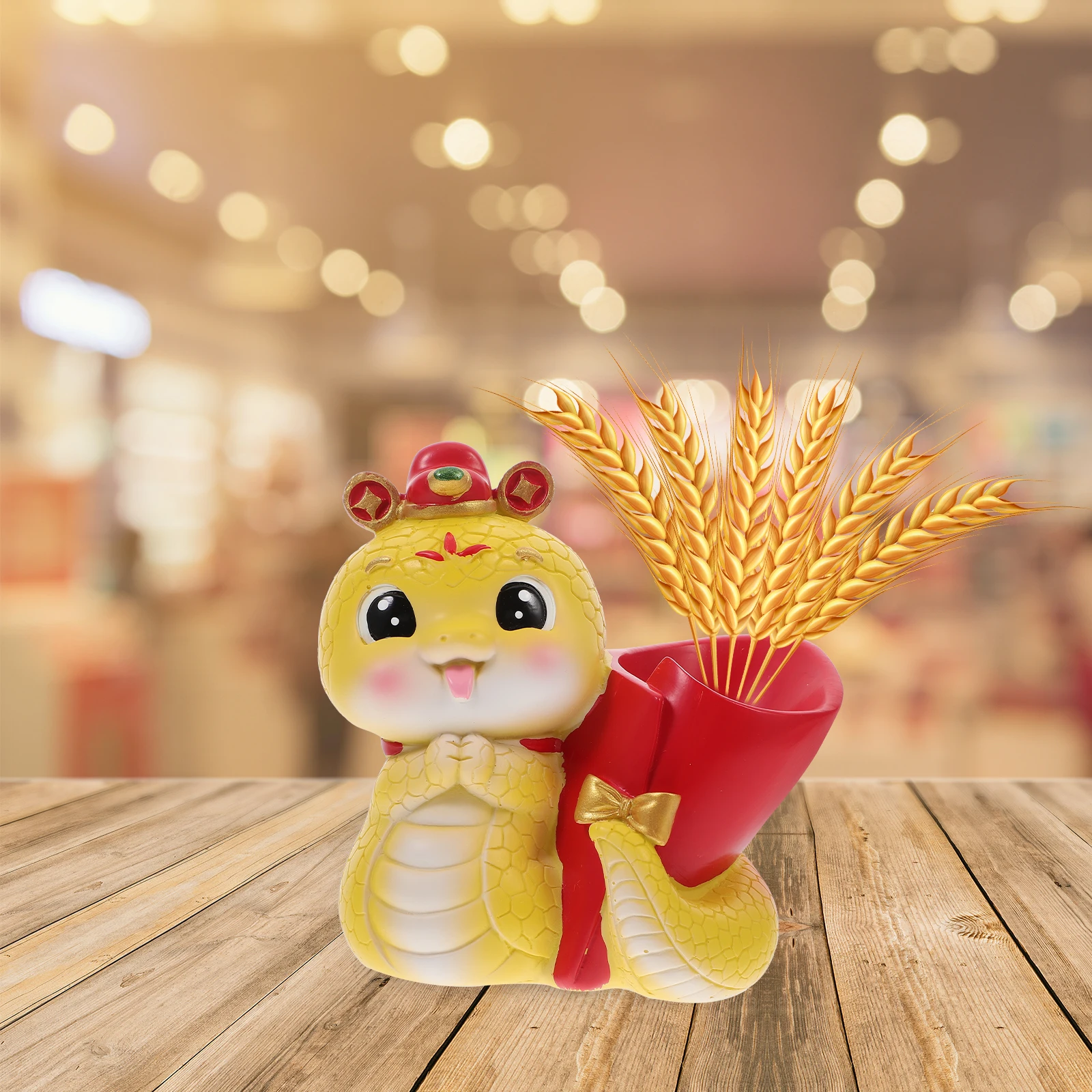 

Cute Snake Pencil Holder 2025 Chinese Zodiac Resin Statue Pen Cup Organizer Feng Shui Good Luck Home Office Decor Snake Year