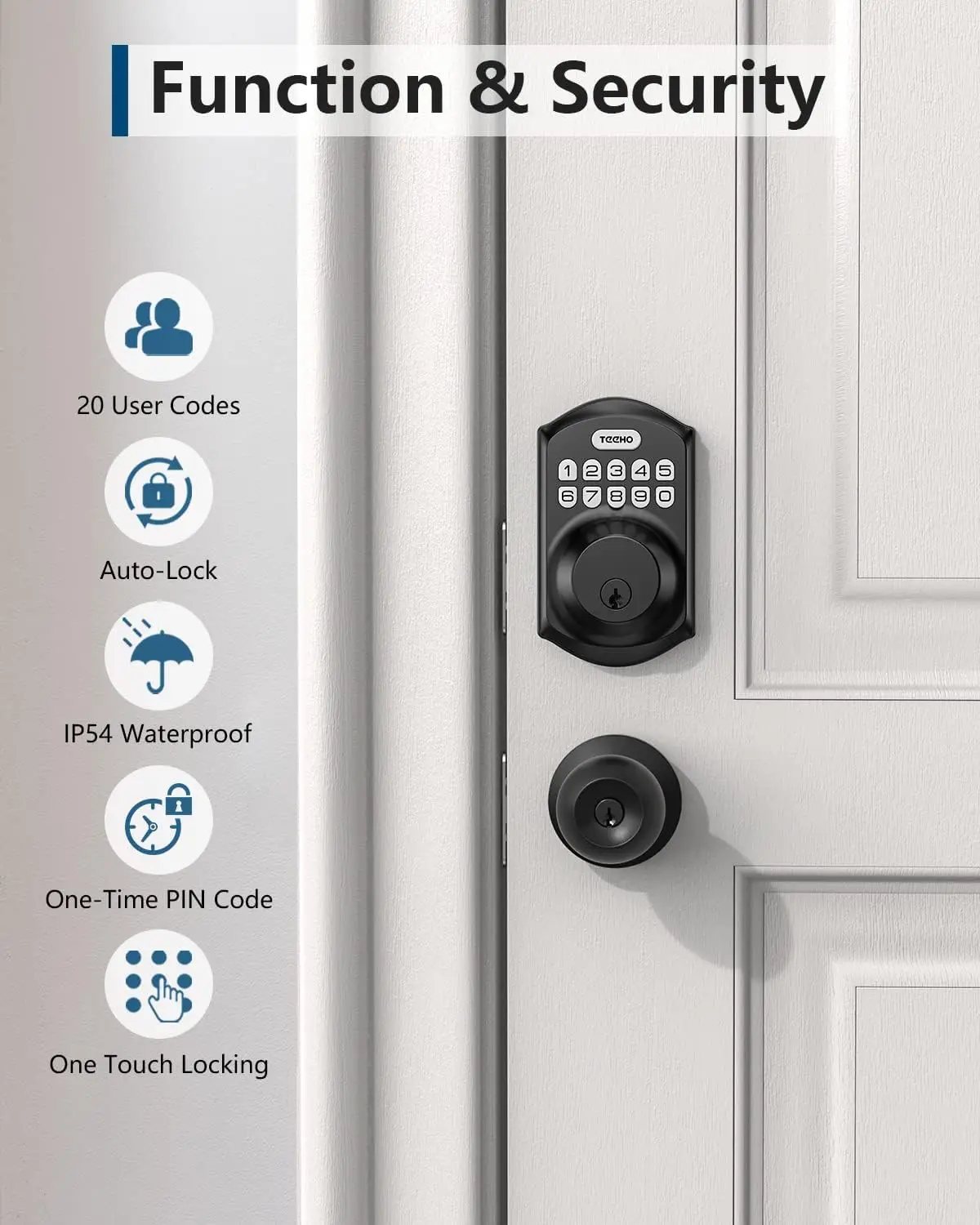 Keyless Entry Smart Deadbolt Lock with Keypad - Auto Lock, Easy Installation, Matte Black