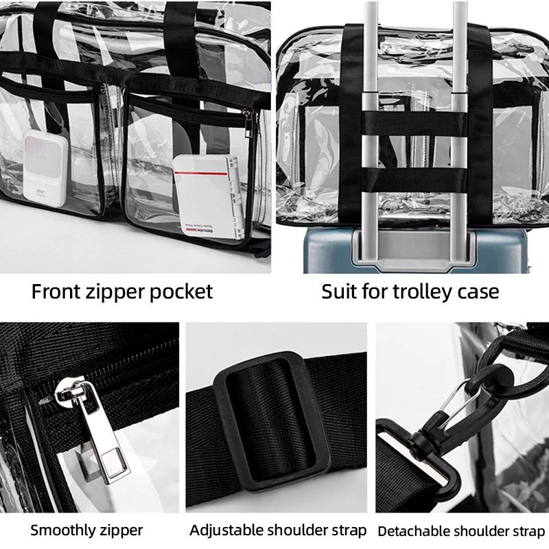 PVC Transparent Travel Duffle Bag Sports Portable Shoulder Crossbody Bags Outdoor Hikking Swimming Clear Shopping Tote Handbag
